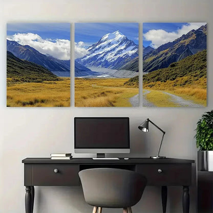 3pcs Mount Cook National Park Hooker Valley Metal Print Ready to Hang Art - Bella Home Decor