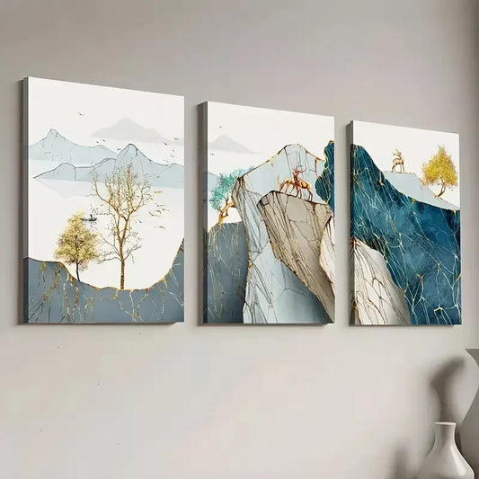 3pcs Luxury Modern Minimalist Abstract Art Set Canvas Framed 50x70cm - High Quality Print 100% Australian Made Wall Canvas Ready to Hang