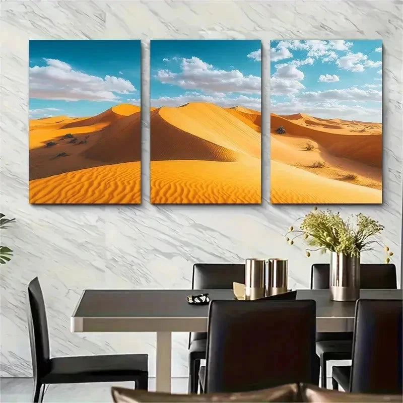 3pcs Erg Chebbi Print Chebbi Dunes Perfect Wall Art Set Canvas Framed 50x70cm - High Quality Print 100% Australian Made Wall Canvas Ready to Hang
