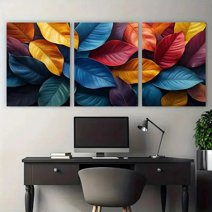 3pcs Colorful Tropical Leaves Botanical Foliage Metal Print Ready to Hang Art - Bella Home Decor