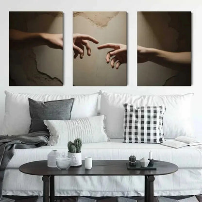 3pcs Hands Creation, Classic Style   Wall Art Set Canvas Framed 60x90cm - High Quality Print 100% Australian Made Wall Canvas Ready to Hang