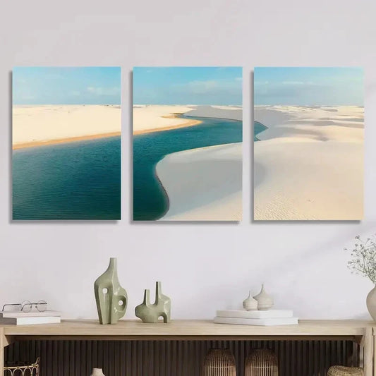 3pcs Brazil's Atlantic Wall Art Set Canvas Framed 40x60cm - High Quality Print 100% Australian Made Wall Canvas Ready to Hang