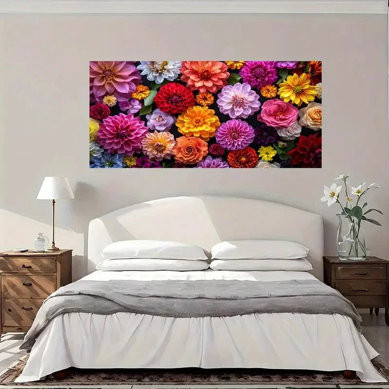 Aesthetic Modern Vintage Floral Wall Art Canvas Office Home Room Framed 120x60cm