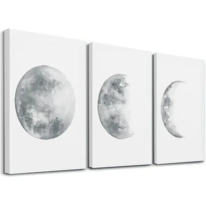 3pcs Depicting Moon Phases Wall Art Set Canvas Unframed - High Quality Print 100% Australian Made Wall Canvas - Bella Home Decor