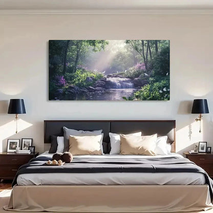 Forest Waterfall Classic Décor Wall Art Canvas Office Home Room Framed 120x60cm - Bella Home Decor