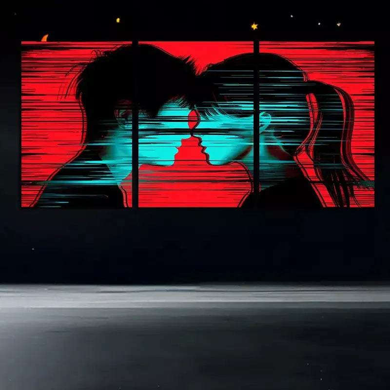 3pcsLovers Looking Into Each Others Eyes Wall Art Set Canvas Framed 50x70cm - High Quality Print 100% Australian Made Wall Canvas Ready to Hang