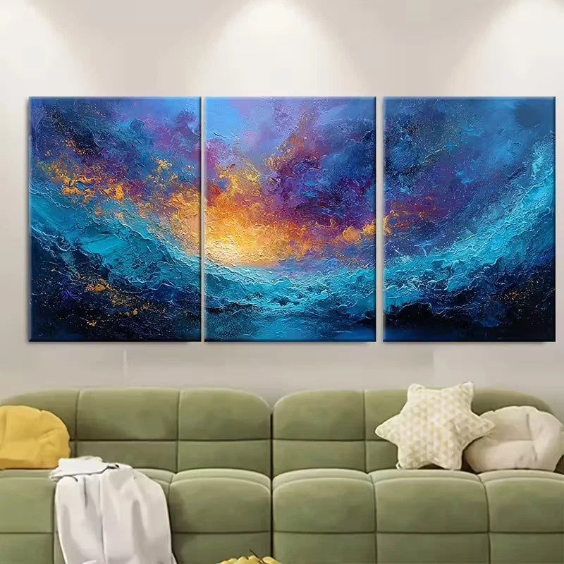 3pcs Sunshine Sky Sea Painting, Metal Print Ready to Hang Art