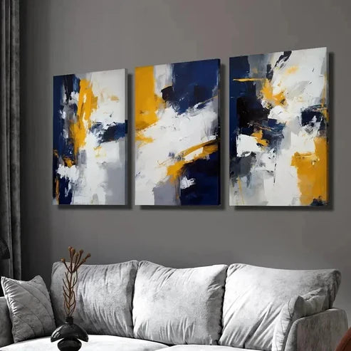 3pcs Classic Geometric Oil Painting Style Wall Art Set Canvas Unframed - High Quality Print 100% Australian Made Wall Canvas - Bella Home Decor