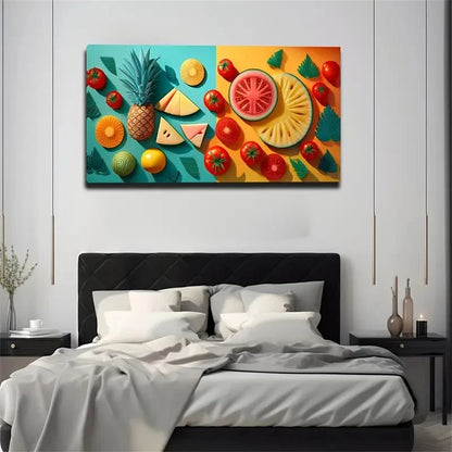 Abstract Fruit Cut Fruit Wall Art Canvas Office Home Room Framed 120x60cm