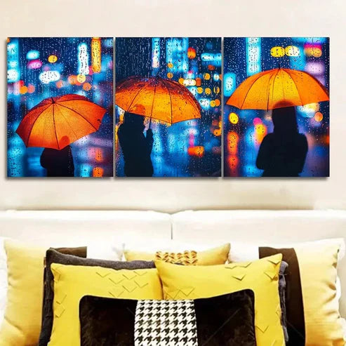 3pcs Yellow Umbrella Luxurious  Wall Art Set Canvas Unframed - High Quality Print 100% Australian Made Wall Canvas
