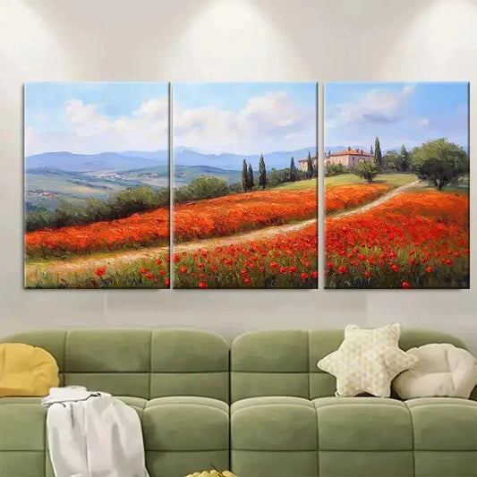 3pcs Tuscany Painting Italy Countryside FJ Wall Art Set Canvas Framed 50x70cm - High Quality Print 100% Australian Made Wall Canvas Ready to Hang