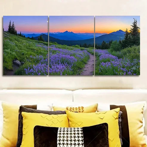 3pcs Vibrant Mountain Landscape with Sunset Wall Art Canvas Unframed - High Quality Print 100% Australian Made Wall Canvas