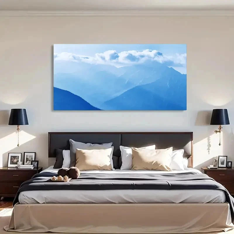 Mountain Under Cloudy Nature Wall Art Canvas Office Home Room Framed 120x60cm