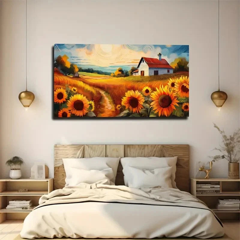Small Country House Wall Art Canvas Office Home Room Framed 120x60cm