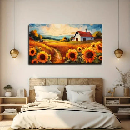 Small Country House Wall Art Canvas Office Home Room Framed 120x60cm