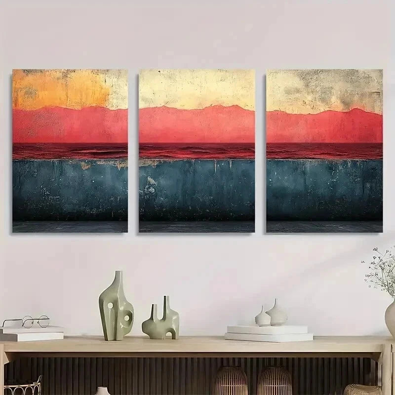 3pcs Dustin Way Abstract Illustration Perfect Wall Art Set Canvas Framed 50x70cm - High Quality Print 100% Australian Made Wall Canvas Ready to Hang - Bella Home Decor