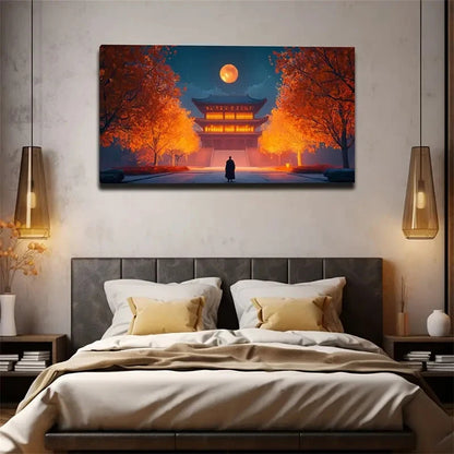 Featuring Moonlit Nights Trees Wall Art Canvas Office Home Room Framed 120x60cm