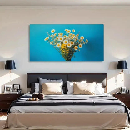 Daisies In Vase Floral Wall Art Canvas Office Home Room Framed 120x60cm - Bella Home Decor