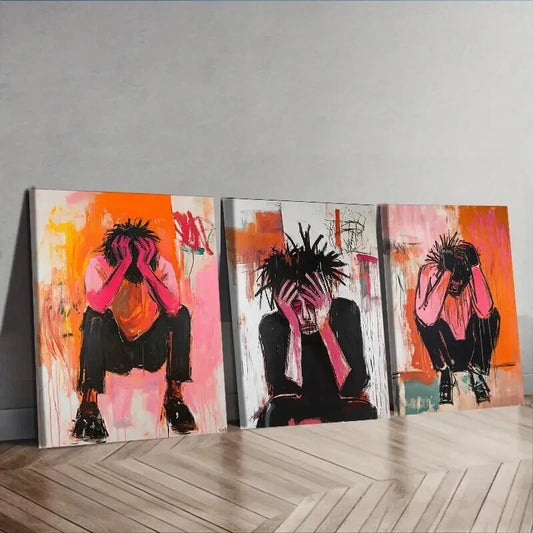 3pcs Pink, Luxurious,Wall Art Set Canvas Framed 50x70cm - High Quality Print 100% Australian Made Wall Canvas Ready to Hang