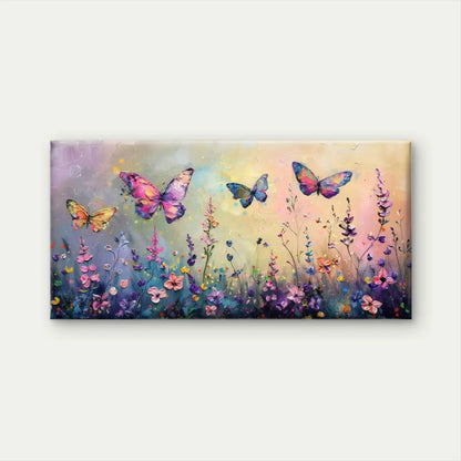 Colorful Butterfly & Flower Wall Art Canvas Office Home Room Framed 120x60cm