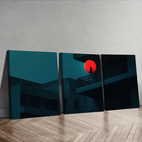 3pcs The Red Ball on the Wall Wall Art Set Wall Art Canvas Unframed – High Quality Print 100% Australian Made Wall Canvas