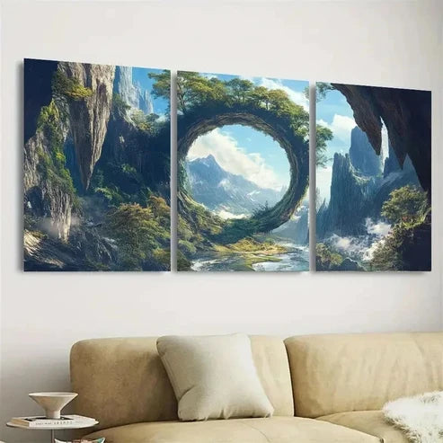 3pcs Circle of Nature Wall Art Set Canvas Unframed - High Quality Print 100% Australian Made Wall Canvas