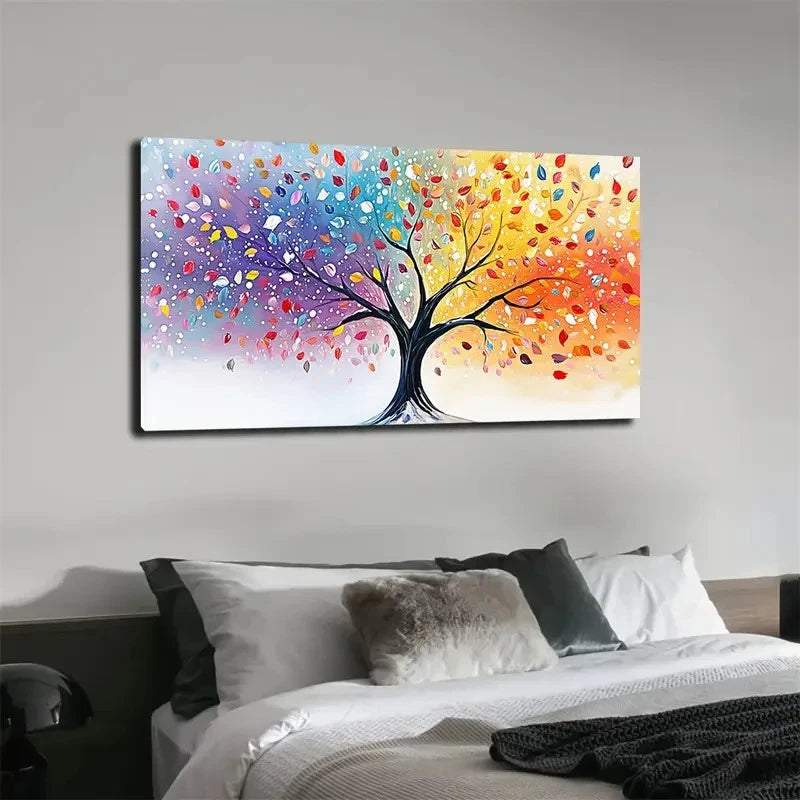 Vibrant Red Orange Purple Wall Art canvas office home room framed 120x60cm