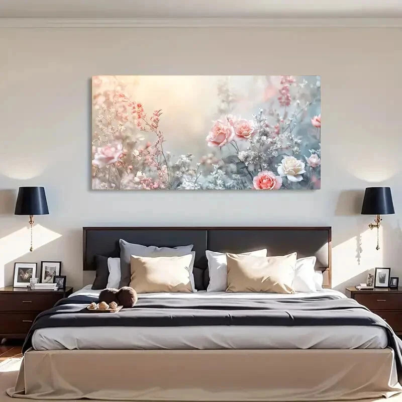 Vibrant Pink & Peach Blossom Wall Art Canvas Office Home Room Framed 120x60cm - Bella Home Decor