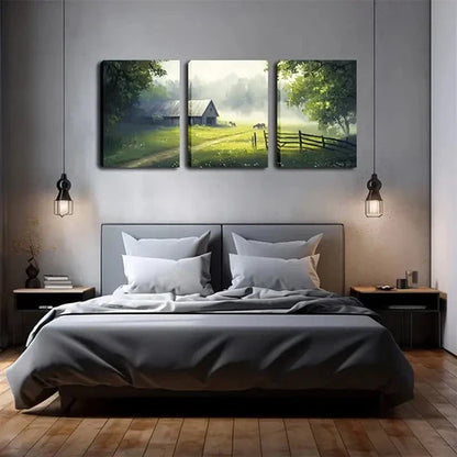 3pcs House Deep In The Foggy Forest Perfect Wall Art Canvas Unframed - High Quality Print 100% Australian Made Wall Canvas