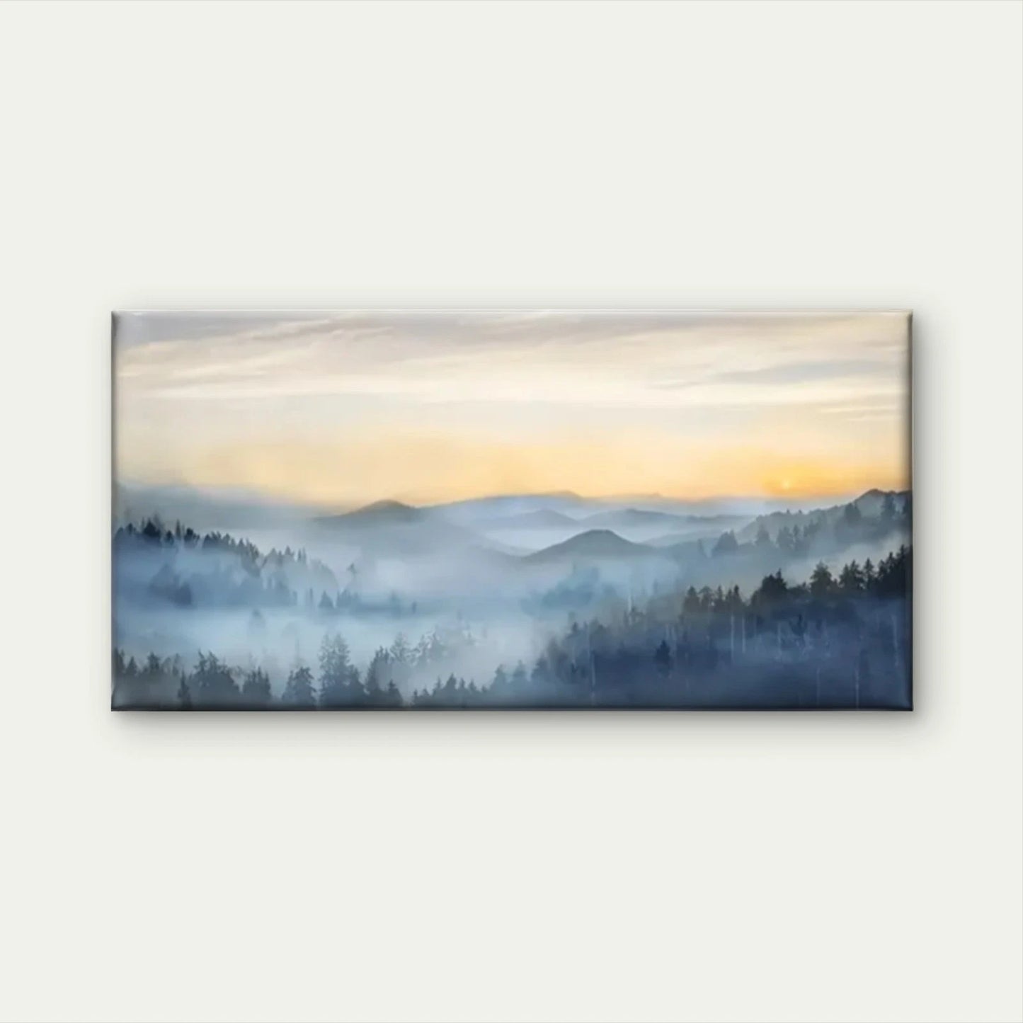 Mountains Mist Clouds Forest Wall Art Canvas Office Home Room Framed 120x60cm