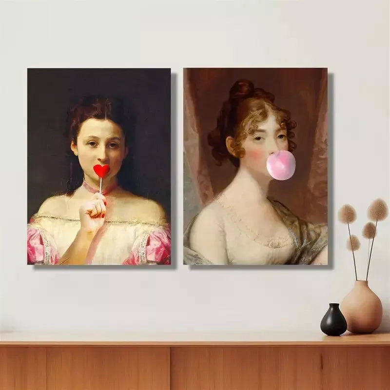 2pcs Sexy Art, Oil Painting Art Decoration, Victorian Art, Girl Canvas Framed 50x75cm - High Quality Print 100% Australian Made Wall Canvas Ready to Hang - Bella Home Decor