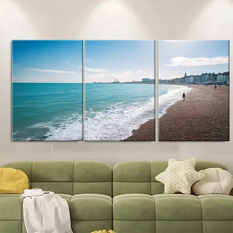 3pcs Brighton Coastal Prints, UK Travel Metal Print Ready to Hang Art - Bella Home Decor