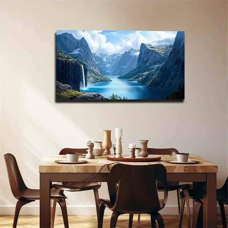 Serene Mountain Landscape Wall Art Canvas Office Home Room Framed 120x60cm