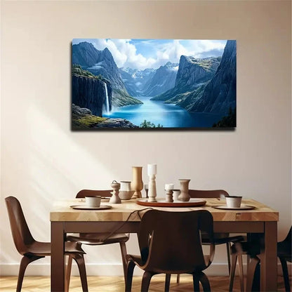 Serene Mountain Landscape Wall Art Canvas Office Home Room Framed 120x60cm