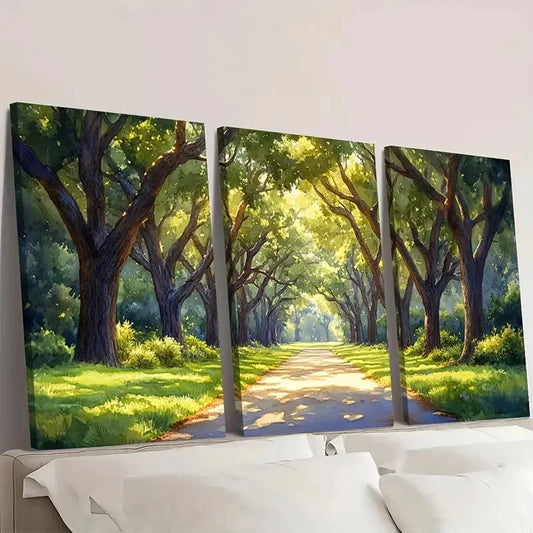 3pcs Sycamore Trees Woodland EU Wall Art Set Canvas Framed 60x90cm - High Quality Print 100% Australian Made Wall Canvas Ready to Hang