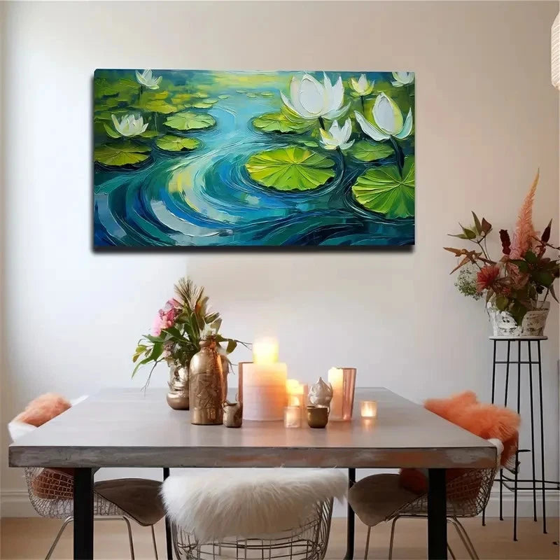 Lotus On For Lotus Pond Wall Art Canvas Office Home Room Framed 120x60cm
