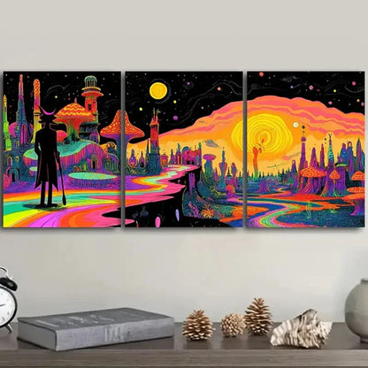 3pcs "Strange Place (2)" Wall Art Set Canvas Unframed - High Quality Print 100% Australian Made Wall Canvas - Bella Home Decor