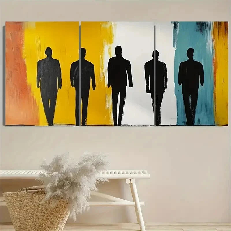 3pcs Wailing Wall People Silhouettes malist Figure Metal Print Ready to Hang Art - Bella Home Decor
