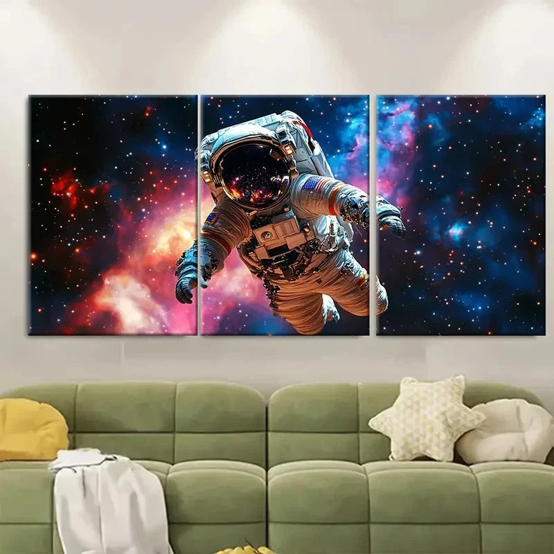 3pcs Astronaut Spacewalk CI   Wall Art Set Canvas Framed 40x60cm - High Quality Print 100% Australian Made Wall Canvas Ready to Hang - Bella Home Decor