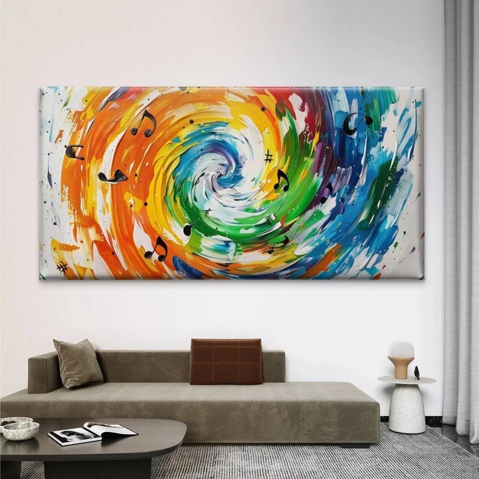 Abstract Music Notes Wall Art Canvas Office Home Room Framed 120x60cm