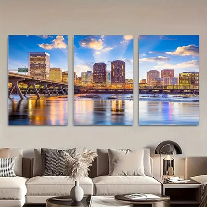 3pcs Richmond, Virginia Skylin Metal Print Ready to Hang Art
