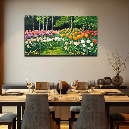 Green Leaf Tulips Suitable Wall Art Canvas Office Home Room Framed 120x60cm