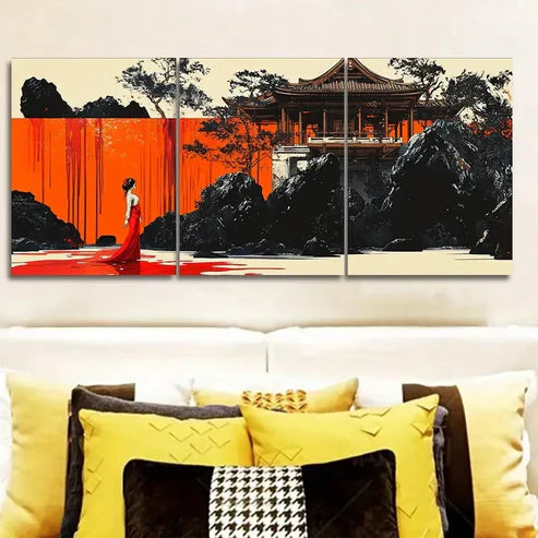 3pcs Ancient Buildings Wall Art Set Wall Art Canvas Unframed – High Quality Print 100% Australian Made Wall Canvas - Bella Home Decor