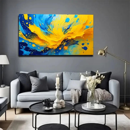 Abstract Simple Color Collision Wall Art Canvas Office Home Room Framed 120x60cm