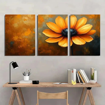 3pcs Yellow Flower Beige Nature Wall Art Set Canvas Unframed - High Quality Print 100% Australian Made Wall Canvas