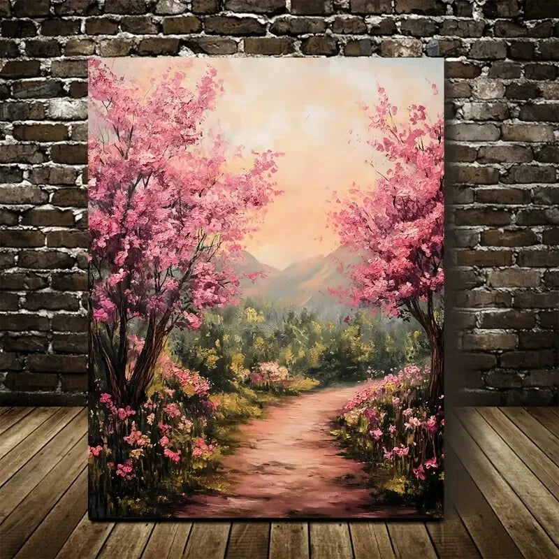Flourishing Peach Tree Forest with Winding 40x60cm Metal Print Ready to Hang - Bella Home Decor