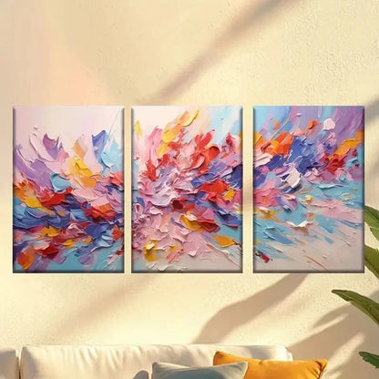 3pcs painting of colorful paint strokes Wall Art Set Canvas Framed 40x60cm - High Quality Print 100% Australian Made Wall Canvas Ready to Hang