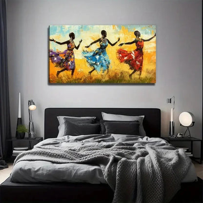 African Dancing Perfect Wall Art Canvas Office Home Room Framed 120x60cm