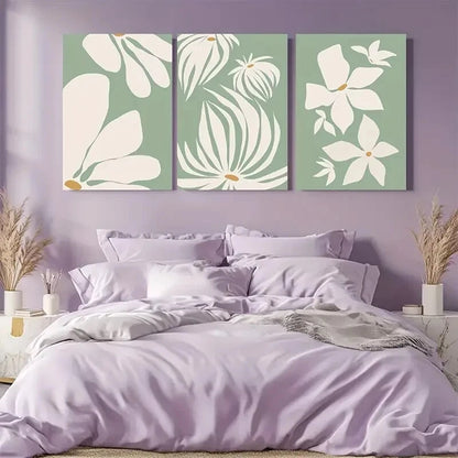 3pcs Green Floral Quirky Illustration Metal Print Ready to Hang Art