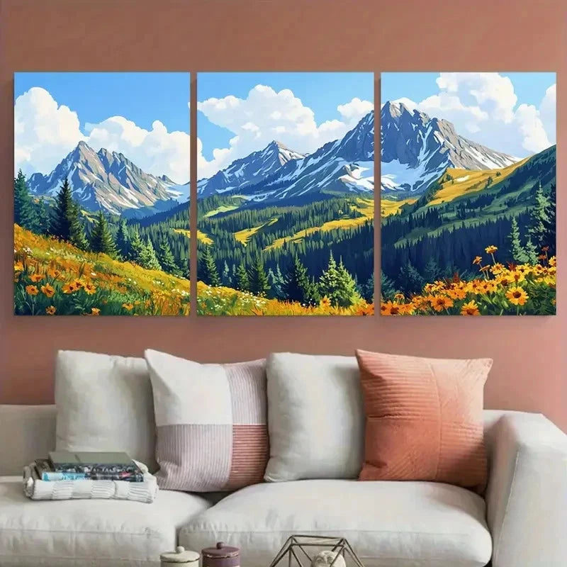3pcs Showcasing Colorado Travel Mountain View Wall Art Set Canvas Framed 50x70cm - High Quality Print 100% Australian Made Wall Canvas Ready to Hang